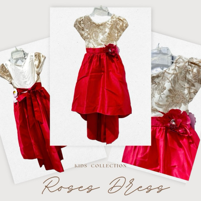 ( LUXOYEZ ) ROSES DRESS - Gaun Anak Import Gaun Elegan Pesta Anak Perempuan Catalog Putih Rose Gold 