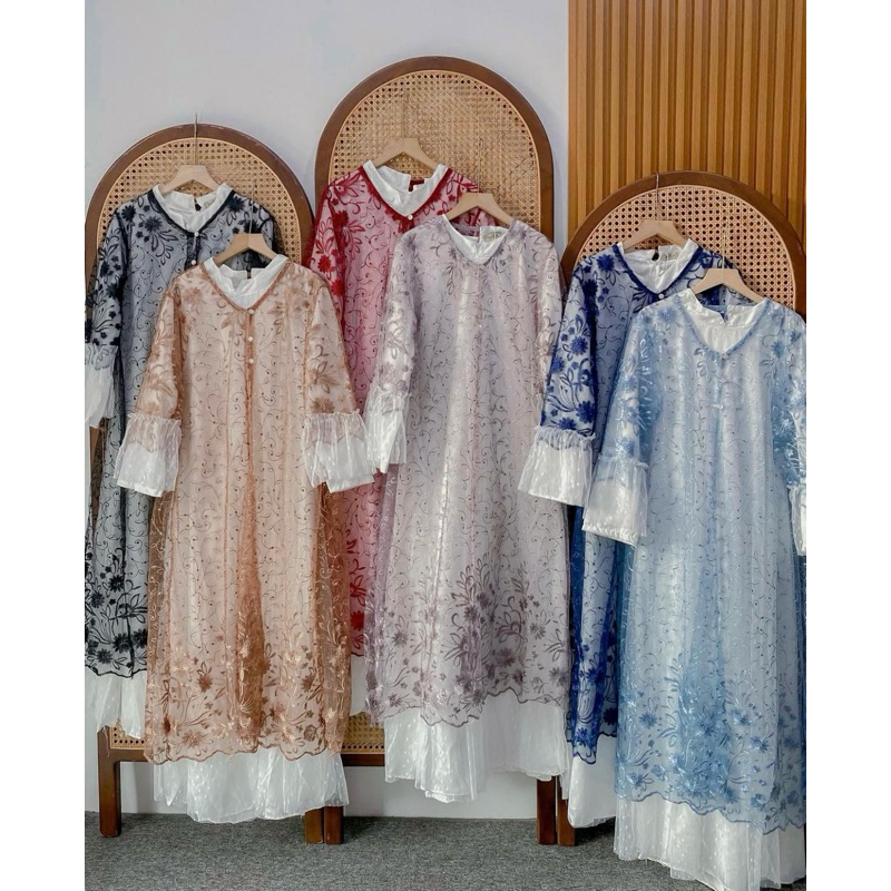 gamis lebaran gamis kondangan gamis outer brukat gamis rompi brukat gamis tile dot