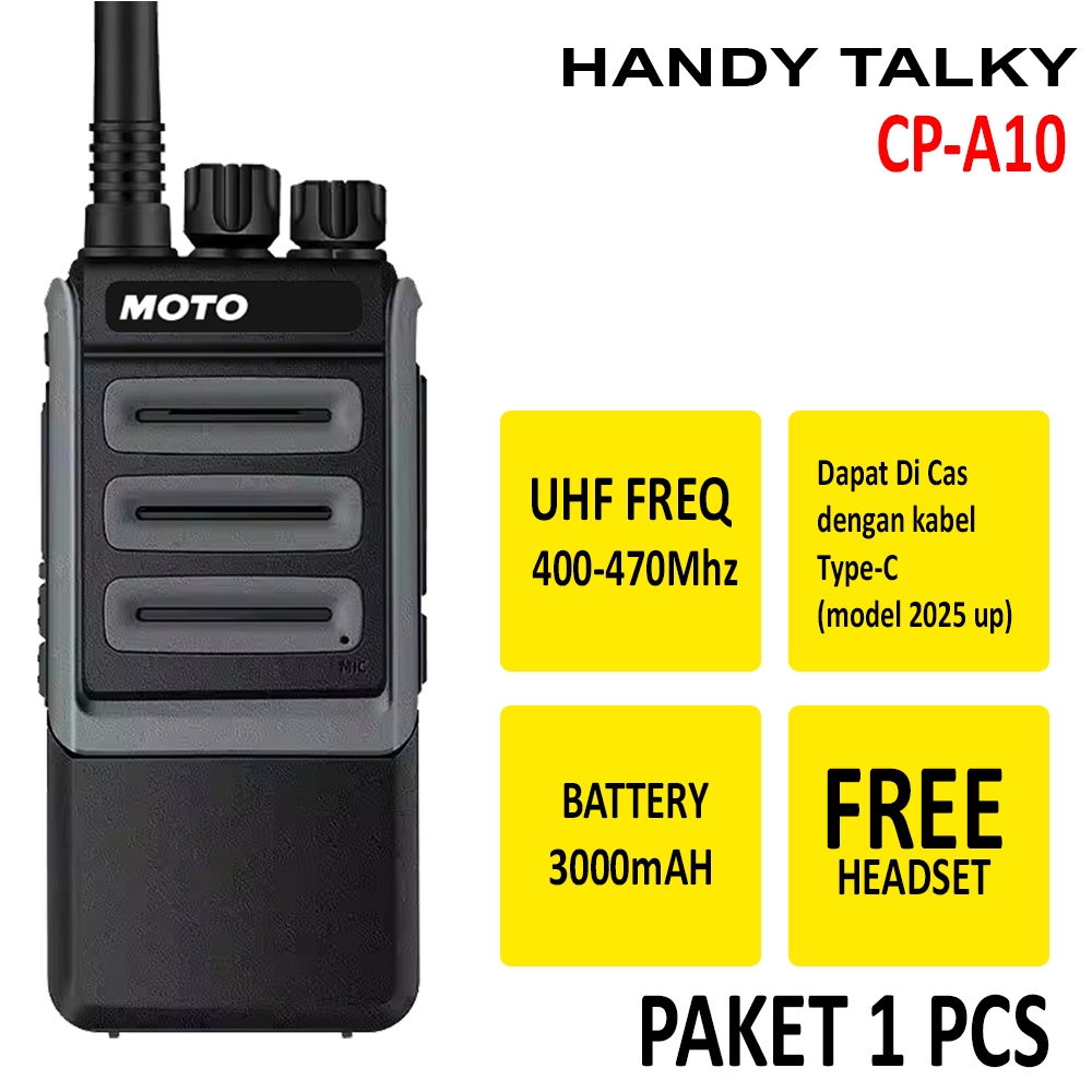 HT Terbaik Model CP-A10 UHF Handy Talky Walkie Talkie HT Professional HT Indoor Outdoor + Headset la