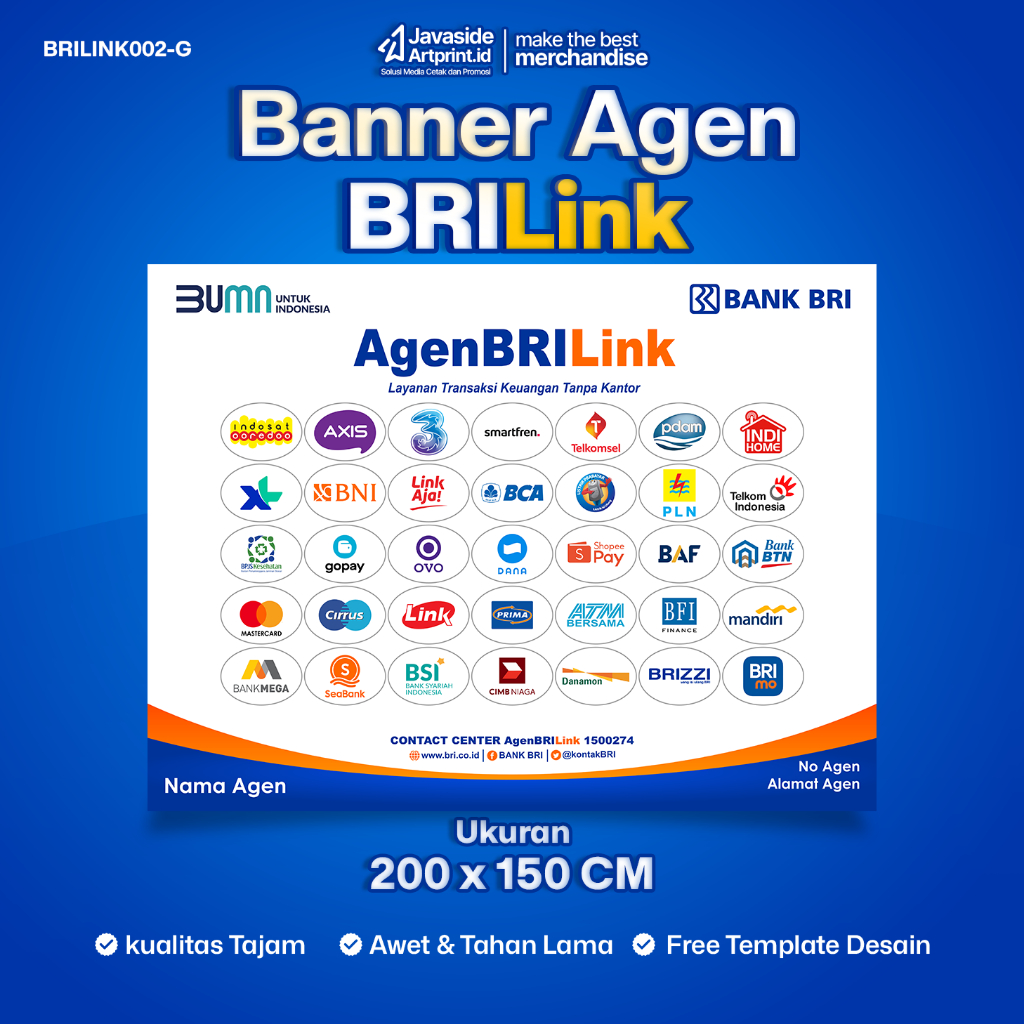 SPANDUK BANNER AGEN BRILink FLEXI 280 GSM BACKDROP BANNER - BRILINK002-G UKURAN 200 X 150 CM