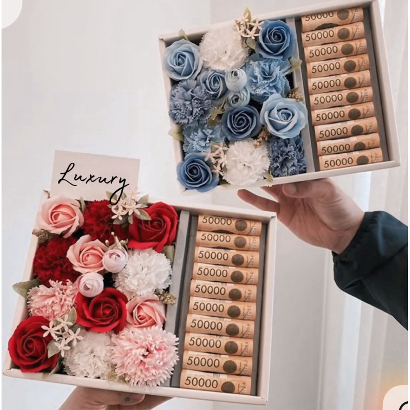 MONEY BOX LUXURY [10-45 Sheets] ARTIFICIAL Flower | Valentine | Birthday | Anniversary | Hadiah Ulan