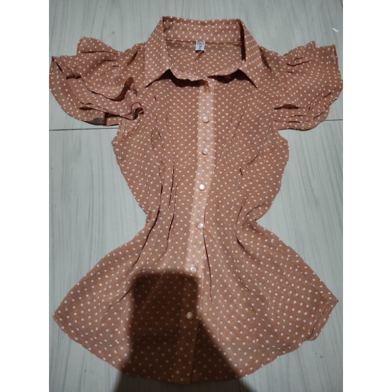 kamisol kutung kutungan baju pakaian atasan chiffon cute kawaii peach polka polkadot vintage y2k acu