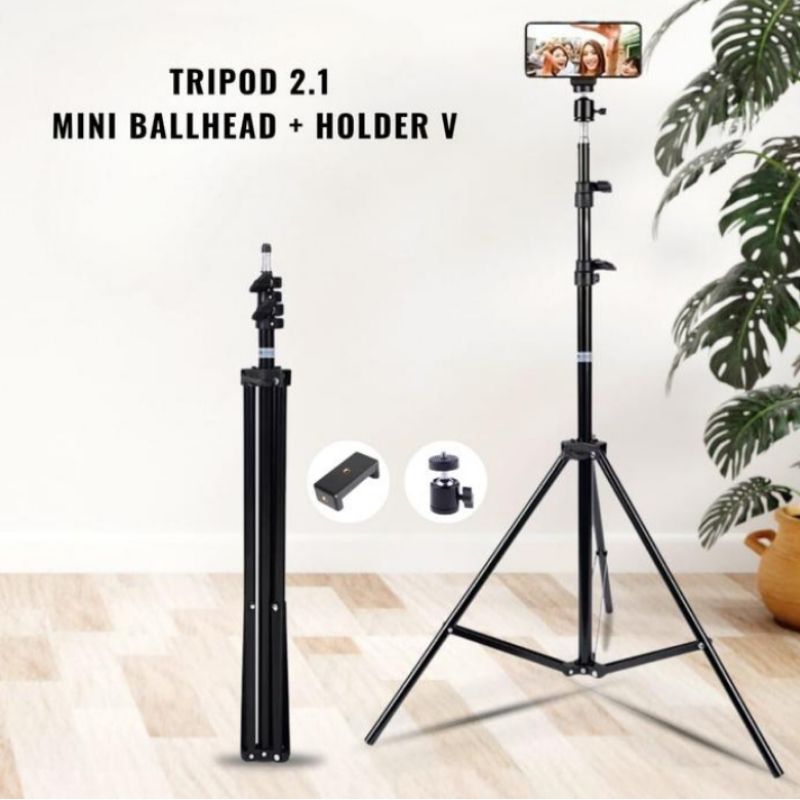 Tripod Handphone 2 Meter Bonus Holder + Ballhead Tripod Konten Sosmed Video Tripod Panjang COD