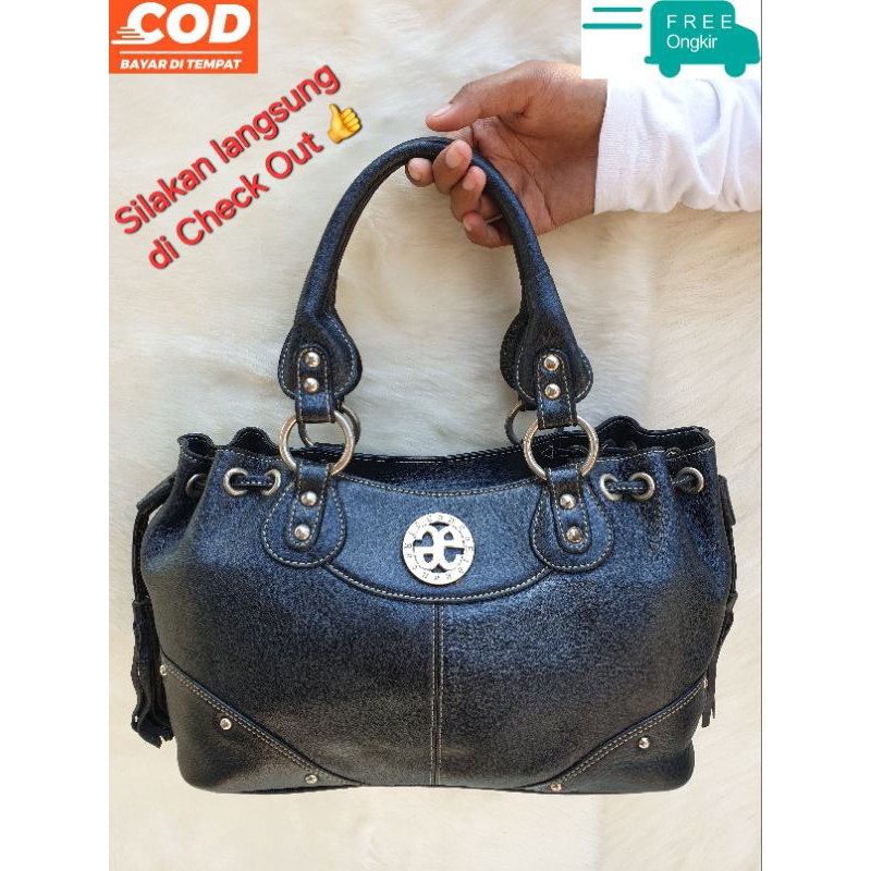 Elegance Tas Totebag Wanita Handbag Kulit Asli Hitam
