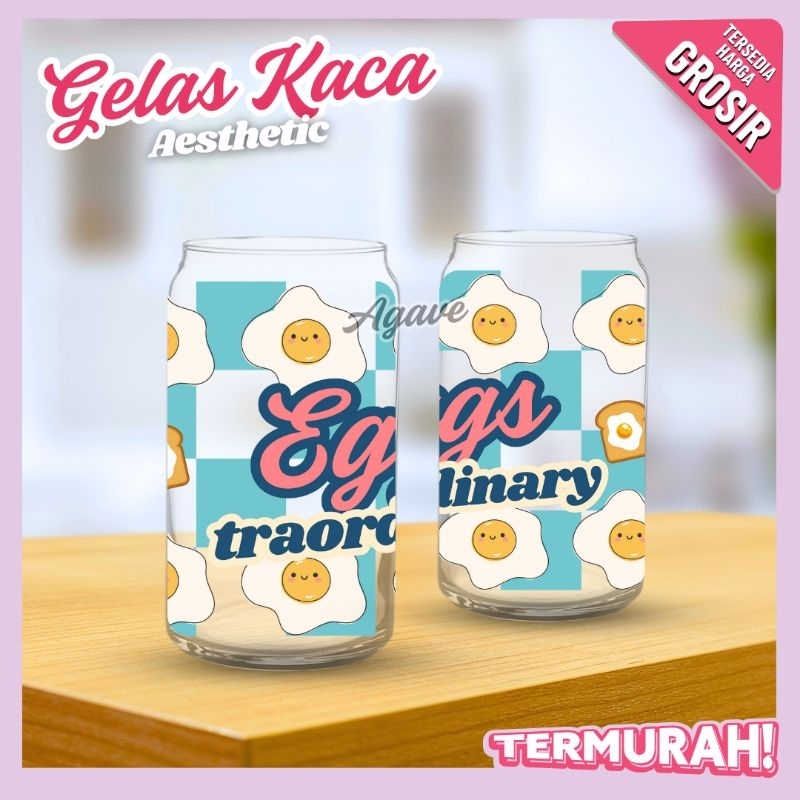 Gelas Kaca Aesthetic | Gelas Coquette Korea | Gelas Hampers Parcel Lebaran Murah | Gelas Ale Citinov
