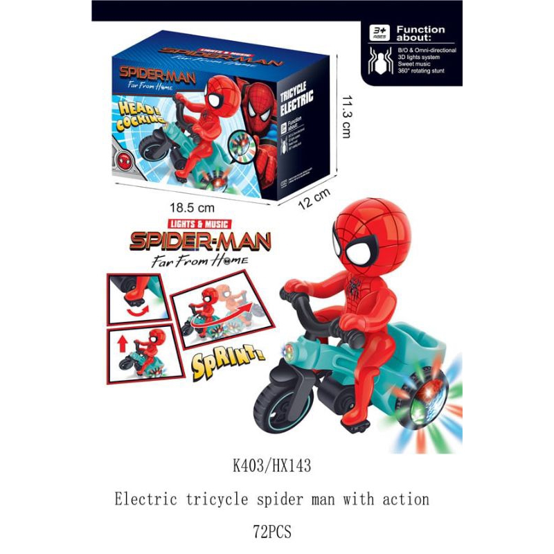 Mainan becycle dancing spiderman/motor jumping spiderman/sepeda menari/motor spiderman