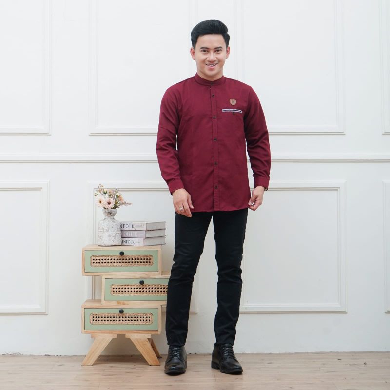 TERBARU... COD..KOKO KURTA LENGAN PANJANG KEMKO BAJU MUSLIM KOKO//KOKO KURTA KEMKO KANTONG PASPOL BA