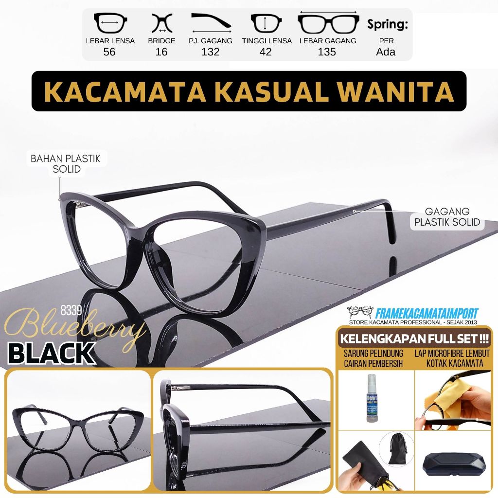 Kacamata Minus Cat Eye Besar Kacamata Wanita Lensa Anti Radiasi Bluray Photocromic Bluecromic