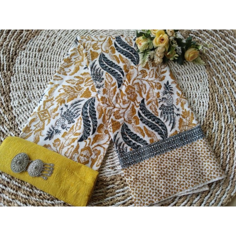 Kain Batik Jarik Kebaya Kode 1454 Couple Katun Printing Sogan Lawasan Seragam Bridesmaid Meteran tj