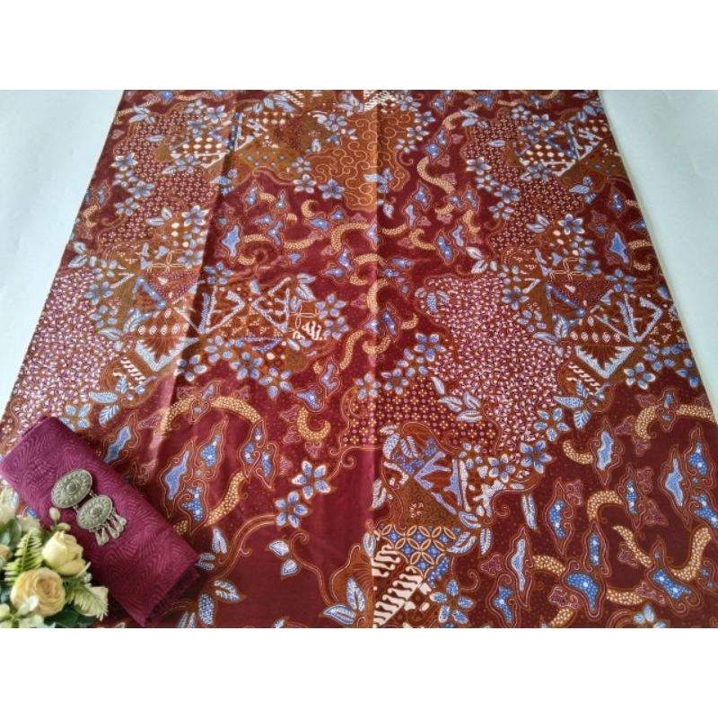 Kain Batik Jarik Kebaya Kode 849 Couple Katun Printing Sogan Lawasan Seragam Bridesmaid Meteran Tj