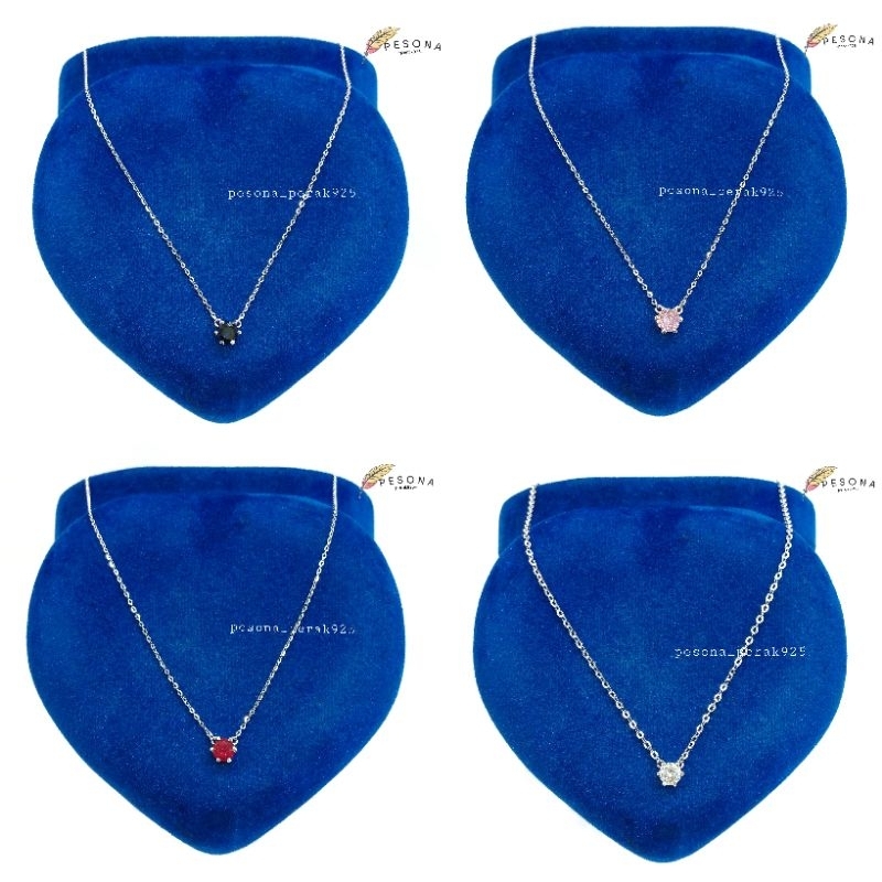 Kalung Perak Asli Silver 925 Lapis Emas Putih Model Kalung Nagita Liontin Batu Solitaire - Kalung Na