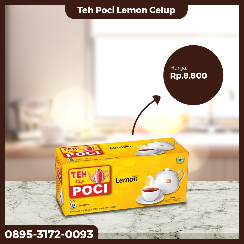 

Teh Celup Cap Poci Rasa Lemon / Isi 25 Bags Teh Poci Celup Box / Minuman Teh