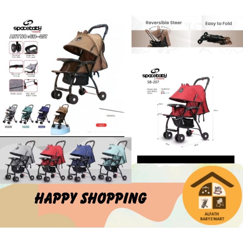 (FREE KARDUS BUBBLE WRAP) Stroller Kereta Dorong Bayi Spacebaby SB 203/SB 207/SB 214