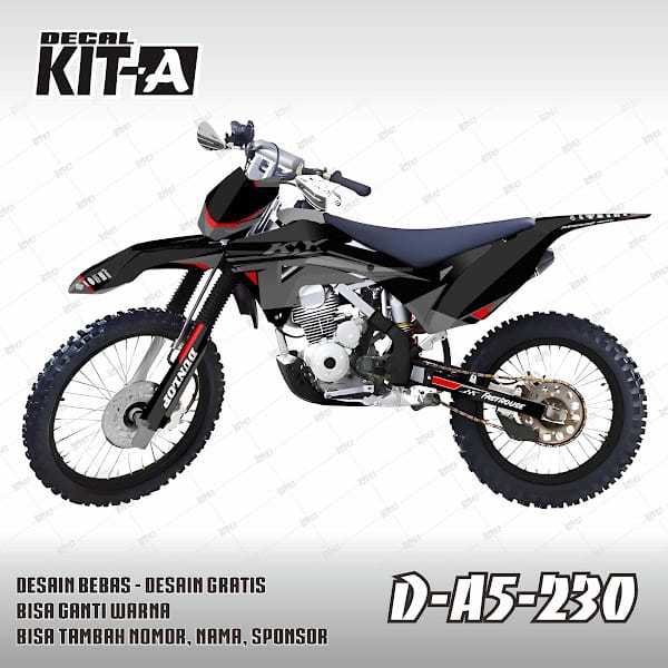 Decal Klx Gordon Sticker Striping Stiker Klx body Gordon design simple abu abu d-a5-49 a5-230
