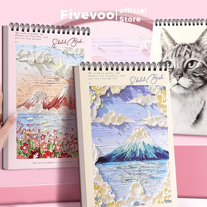 

FIVEVOO Buku gambar/ Buku Melukis/ Sketchbook A4 / Buku Gambar Aesthetic/ Buku Gambar Vertikal Jilid Spiral 45 Halaman/ Buku Melukis