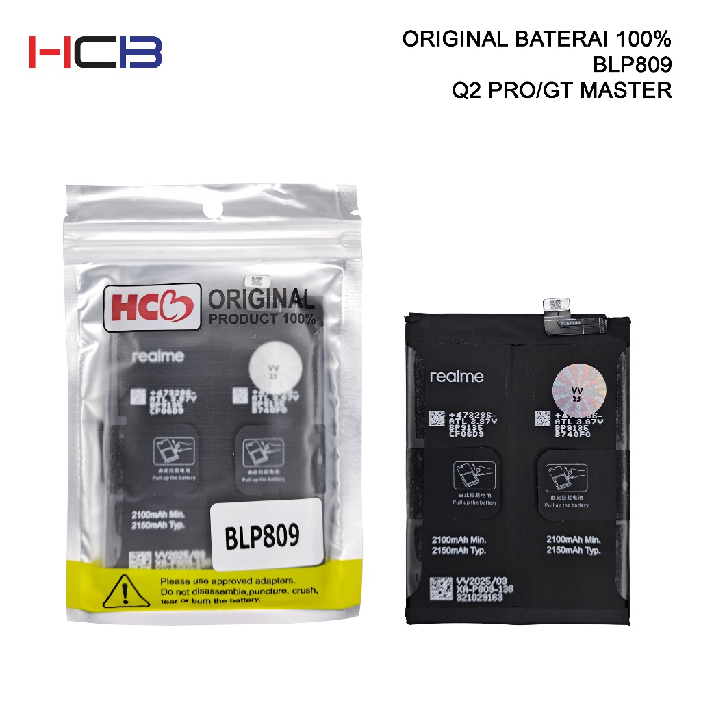 BATERAI REALME BLP809 REALME Q2 PRO/GT MASTER ORIGINAL 100%