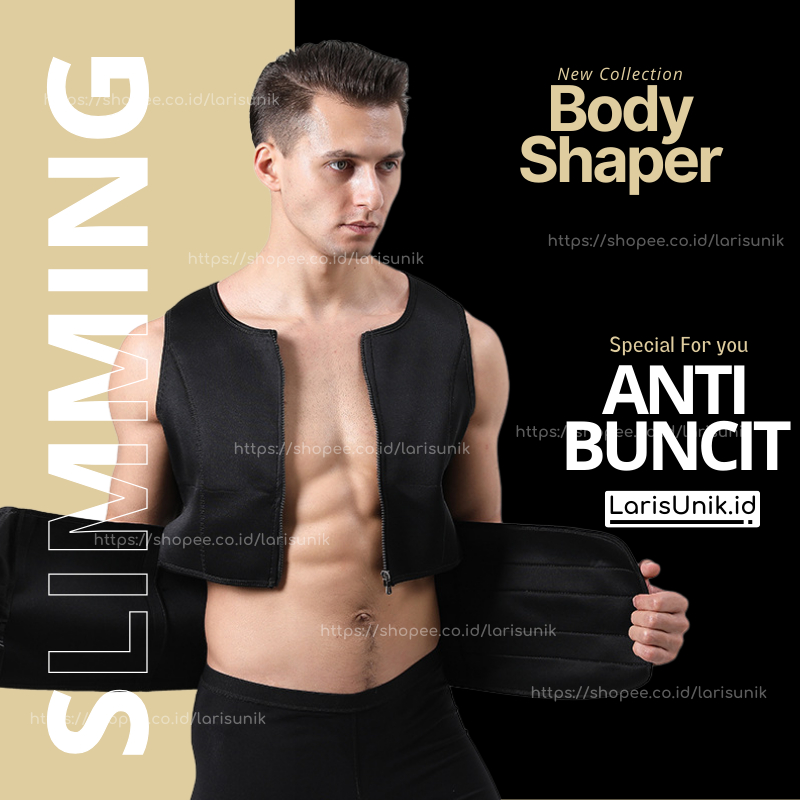 Korset Pelangsing Pembakar Lemak Pengecil Perut Buncit Velcro Pria Premium Pembentuk Badan Pria Sixp