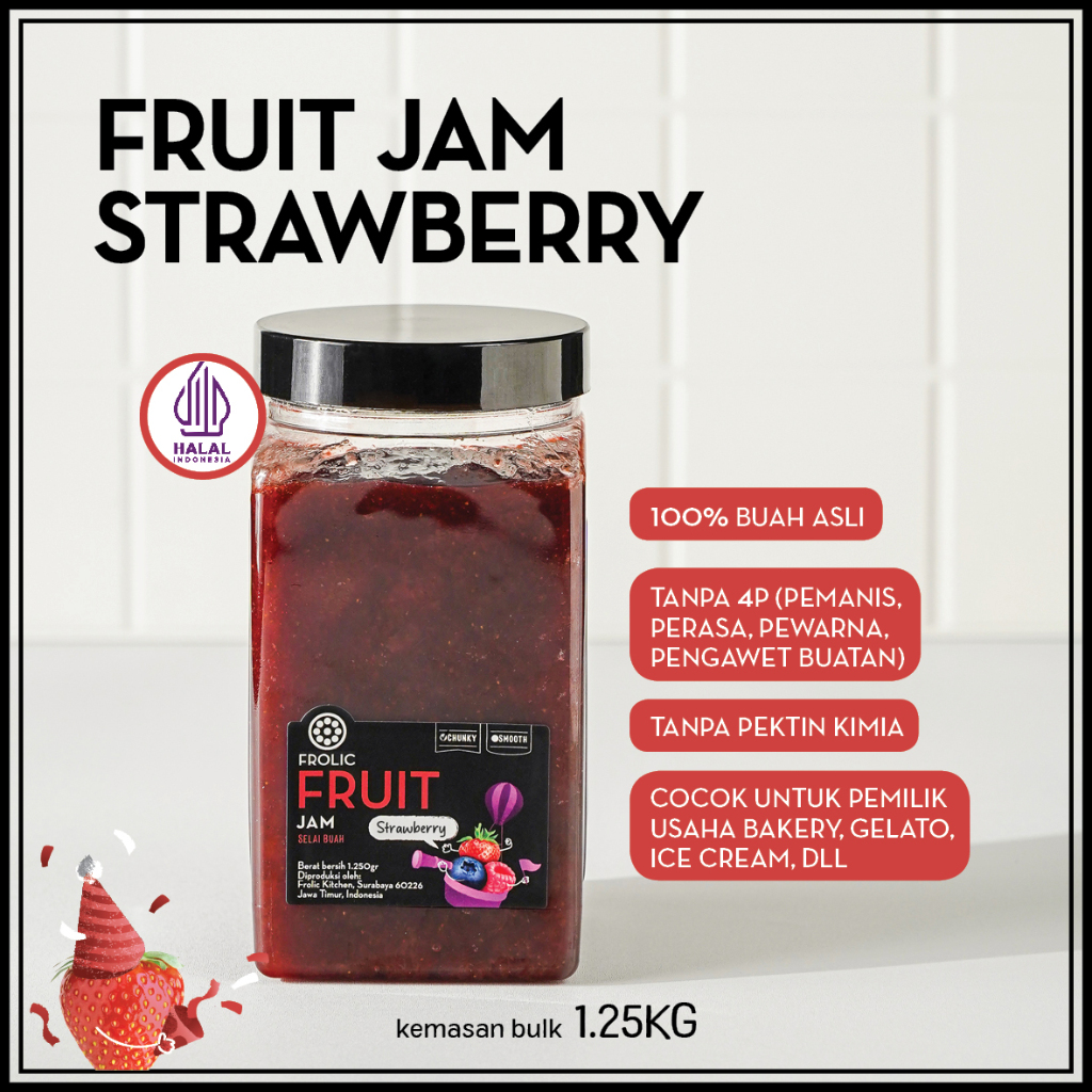 

FROLIC Fruit Jam - Selai Buah Alami Bulk Food Service Kiloan 1.25 Kg Olesan Roti Bahan Topping Bakery Gelato
