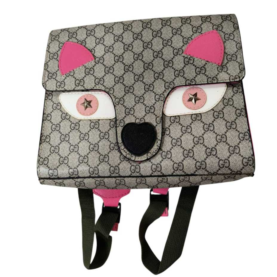 Tas Ransel Back Pack GG GUCCI* Beige Coated Canvas Animal for Children