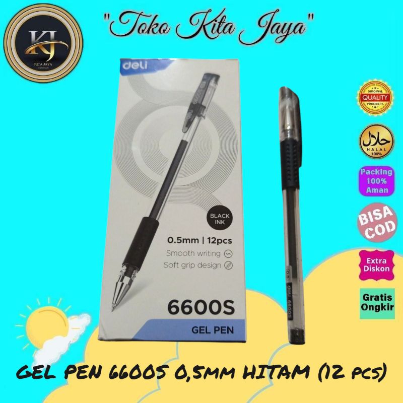 

Pulpen Gel 6600S 0.5mm Hitam ( 1 Pack)