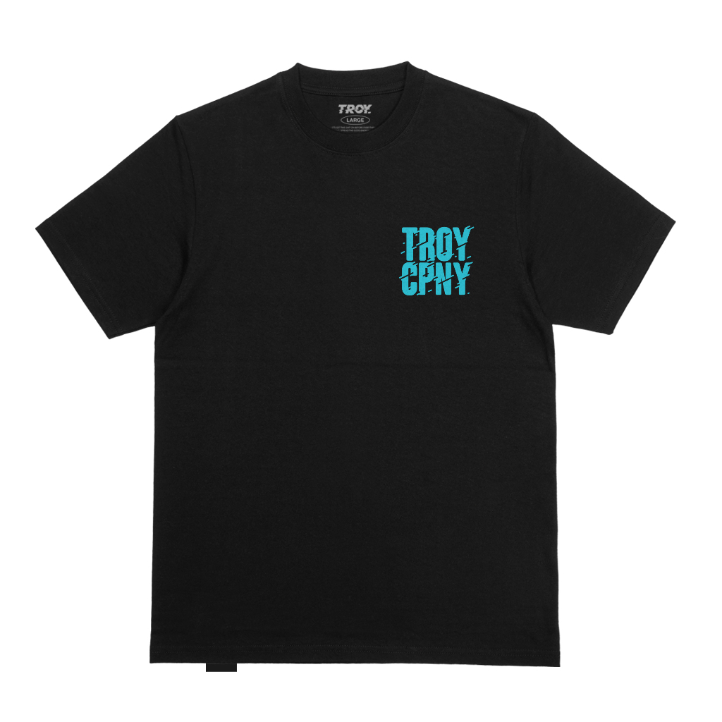Troy Company Tshirt Black Glitch Ciano - Kaos Pria Lengan Pendek Hitam MT 2747