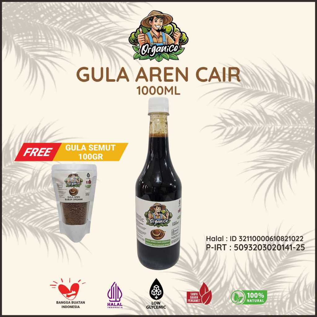 

ORGANICO Gula Aren Cair Premium Organik 1000ml 500ml