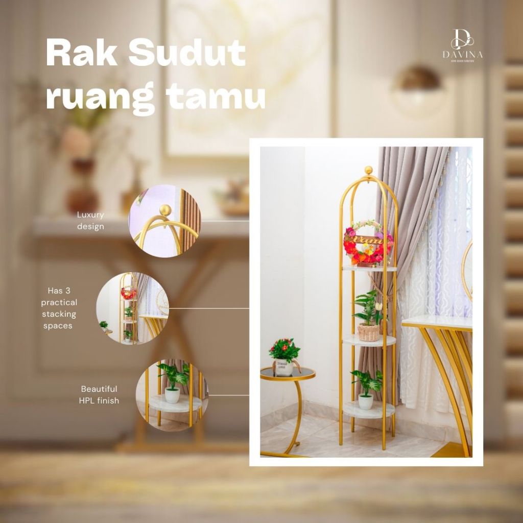 Rak sudut ruang tamu/rak pojok ruang tamu minimalis