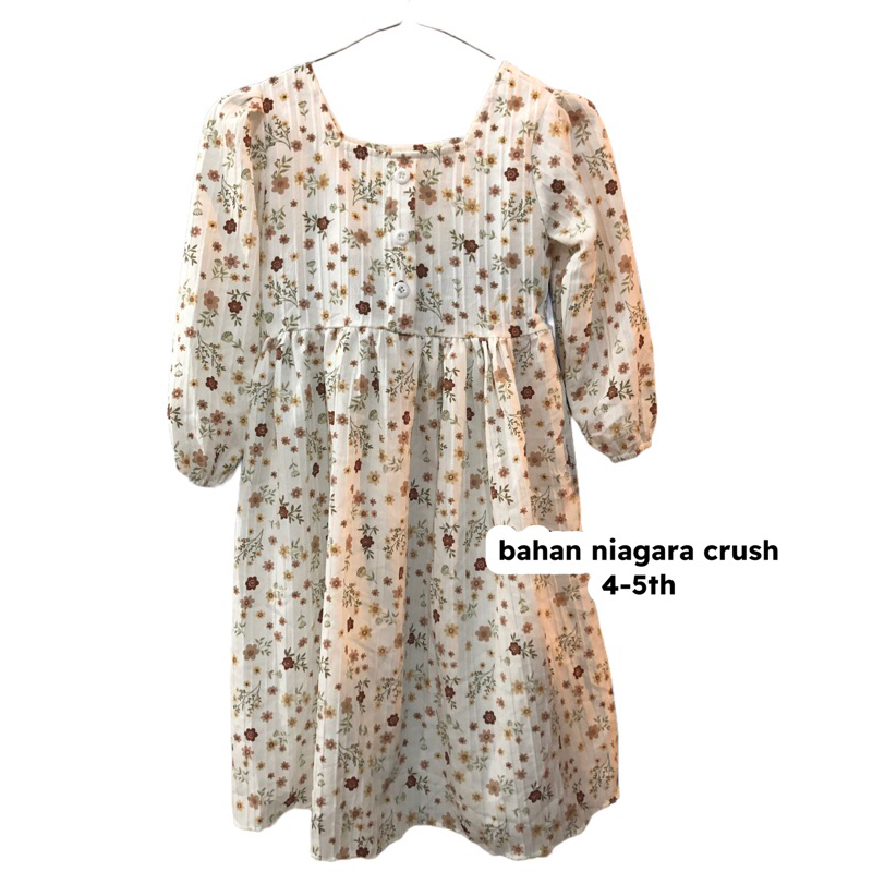 New Gamis Dress Ngaji Anak Perempuan Ruffle Renda Umpak Susun Tartan Bunga Motif Polos Kerah Korea