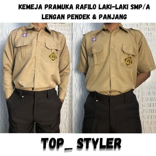 BAJU PRAMUKA RAPILO LAKI-LAKI SMP, SMA, PEMBINA PEMDA GURU LENGAN PENDEK DAN LENGAN PANJANG