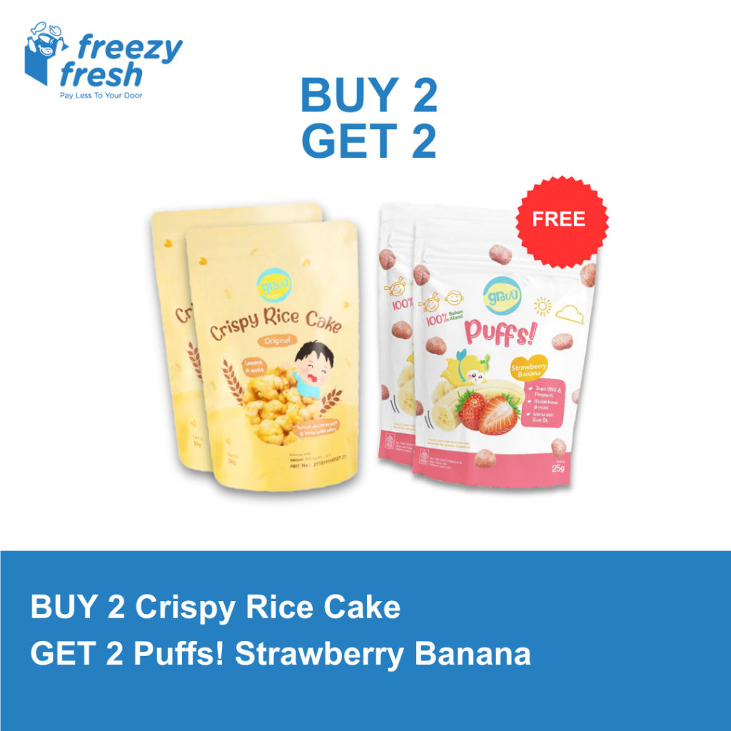 

BUY 2 Crispy Rice Cake California Steak GET 2 Puffs! Strawberry Banana (25 gr)