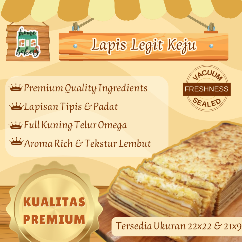 

Kue Lapis Legit Loyang 22x22 / 21x9 Keju - KUALITAS PREMIUM WIJSMAN