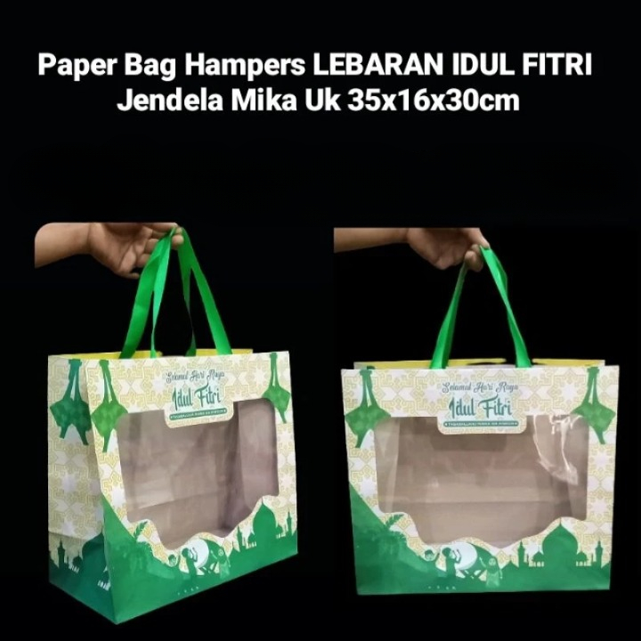 

Paperbag Hampers Lebaran idul Fitri Tas Parcel Model Jendela Mika 35x16x30cm