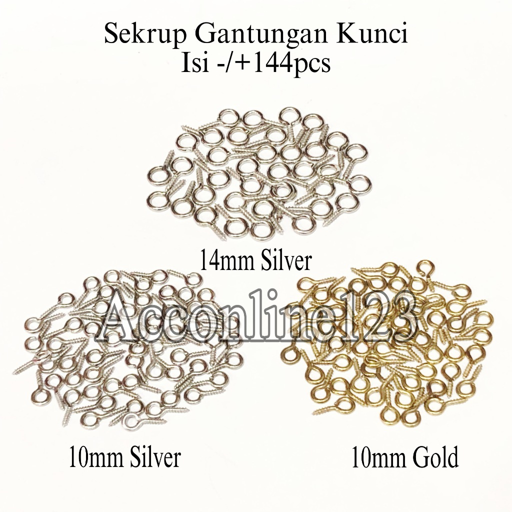 Sekrup Gantungan Kunci / Sekrup Boneka / Sekrup Paku Ulir Gantungan Kunci Ukuran 10MM dan 14MM Isi -
