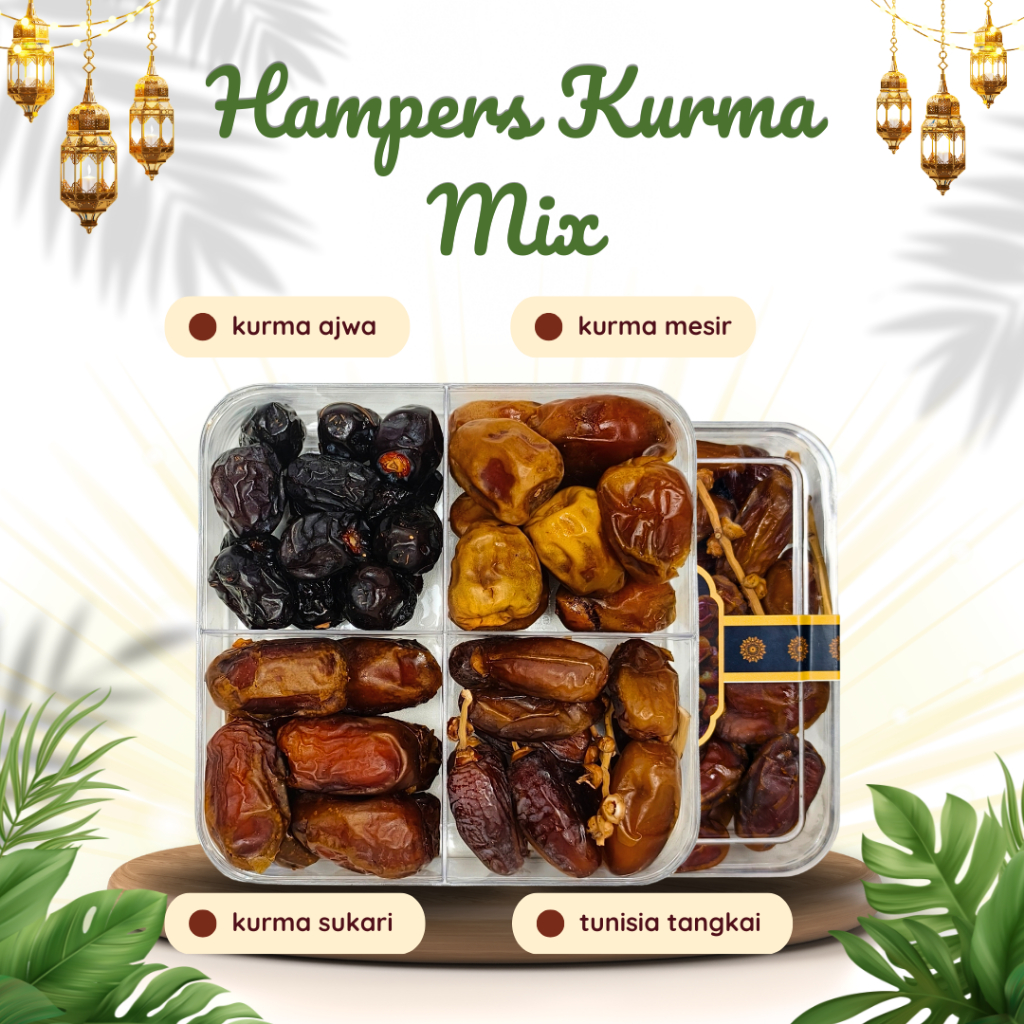 

Kurma Hampers Lengkap Assorted 4 in 1 Kurma Ajwa Sukari Tunisia Tangkai Mesir