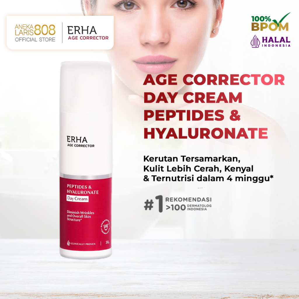 ERHA Age Corrector Day Cream - Krim Pelembap Pagi Anti Aging + Petides & Hyaluronate 30g