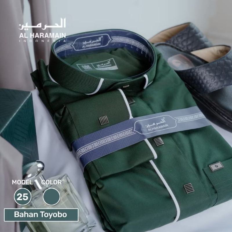 JUBAH Gamis Baju Muslim AL-HARAMAIN LENGAN MANSET 25 Mocca Hijau Botol Pria Muslim Dewasa Anak tangg