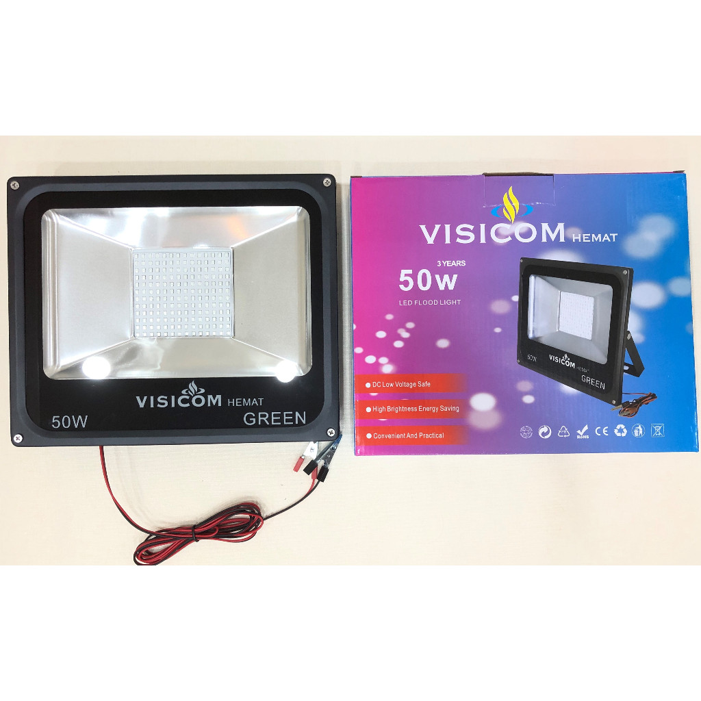 Lampu Sorot LED Flood Light DC 12V 50 Watt Green Hemat ( New ) Visicom