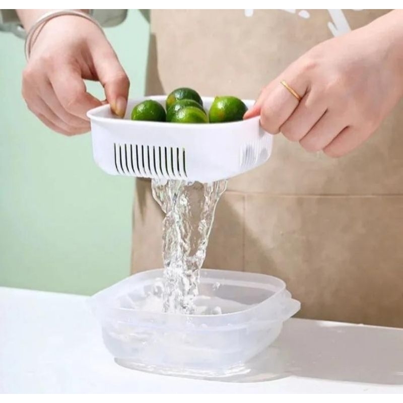 kotak penyimpanan nasi buah sayur makanan plastik dengan penutup