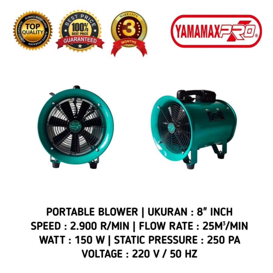 YAMAMAX PRO Portable Ventilator Blower Exhaust 8 8" INCH Portable Ventilator Blower Exhaust 8" YAMAM