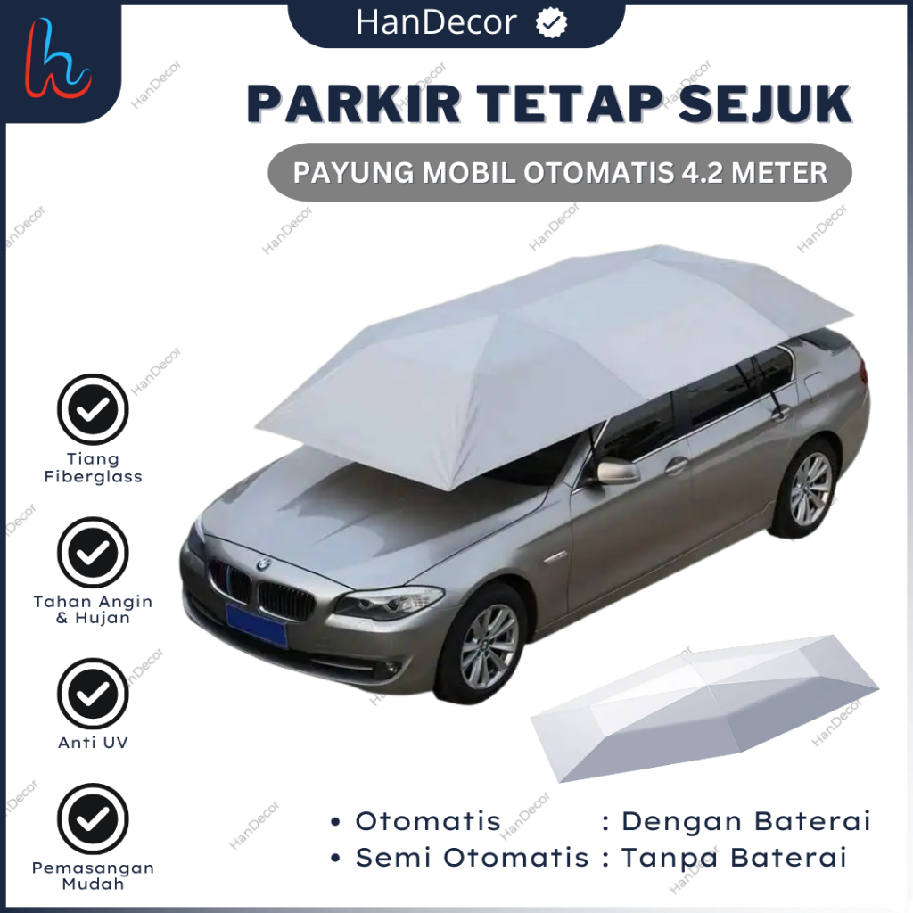 Payung Mobil Portable Semi Otomatis Dan Otomatis 4.2 Meter | Payung Mobil Otomatis Dengan Remote Tah