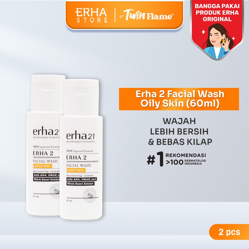 ERHA Twin Flame ERHA 2 Facial Wash for Oily Skin 60 ml - Sabun Wajah Kulit Berminyak