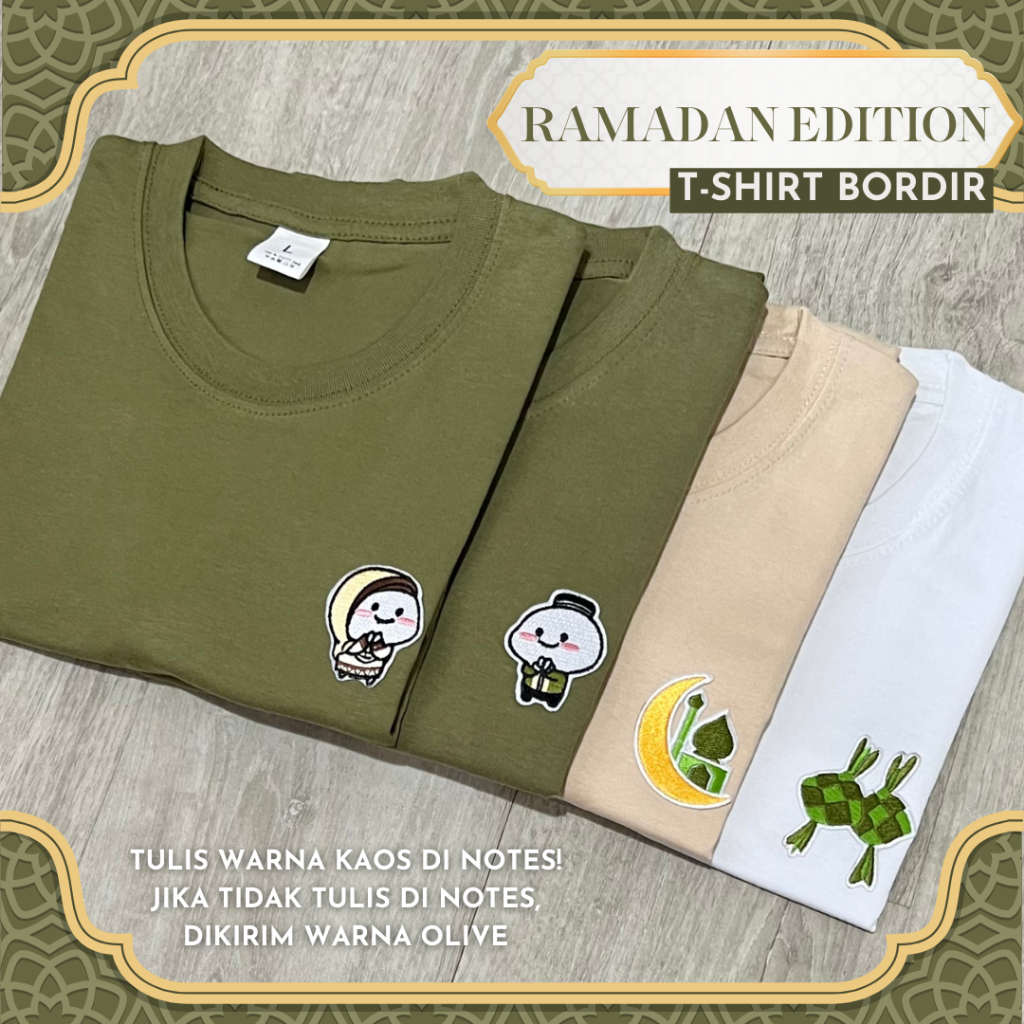RAMADHAN 2025 EDITION - Baju Kaos Atasan Bordir Patch Motif Lebaran - Lengan Pendek Pria Wanita Unis
