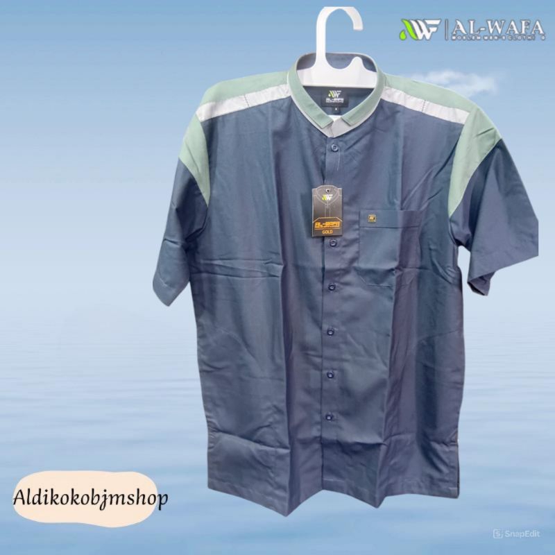 Baju Koko Pria Al-Wafa Warna Bahan Katun Premium Lengan Pendek Baju Muslim Alwafa Koko Alwafa