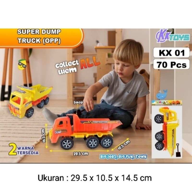 KK Toys Super Dump Truck Big Small Excavator Construction Mixer Box Container Mainan Mobil Truk Bak 