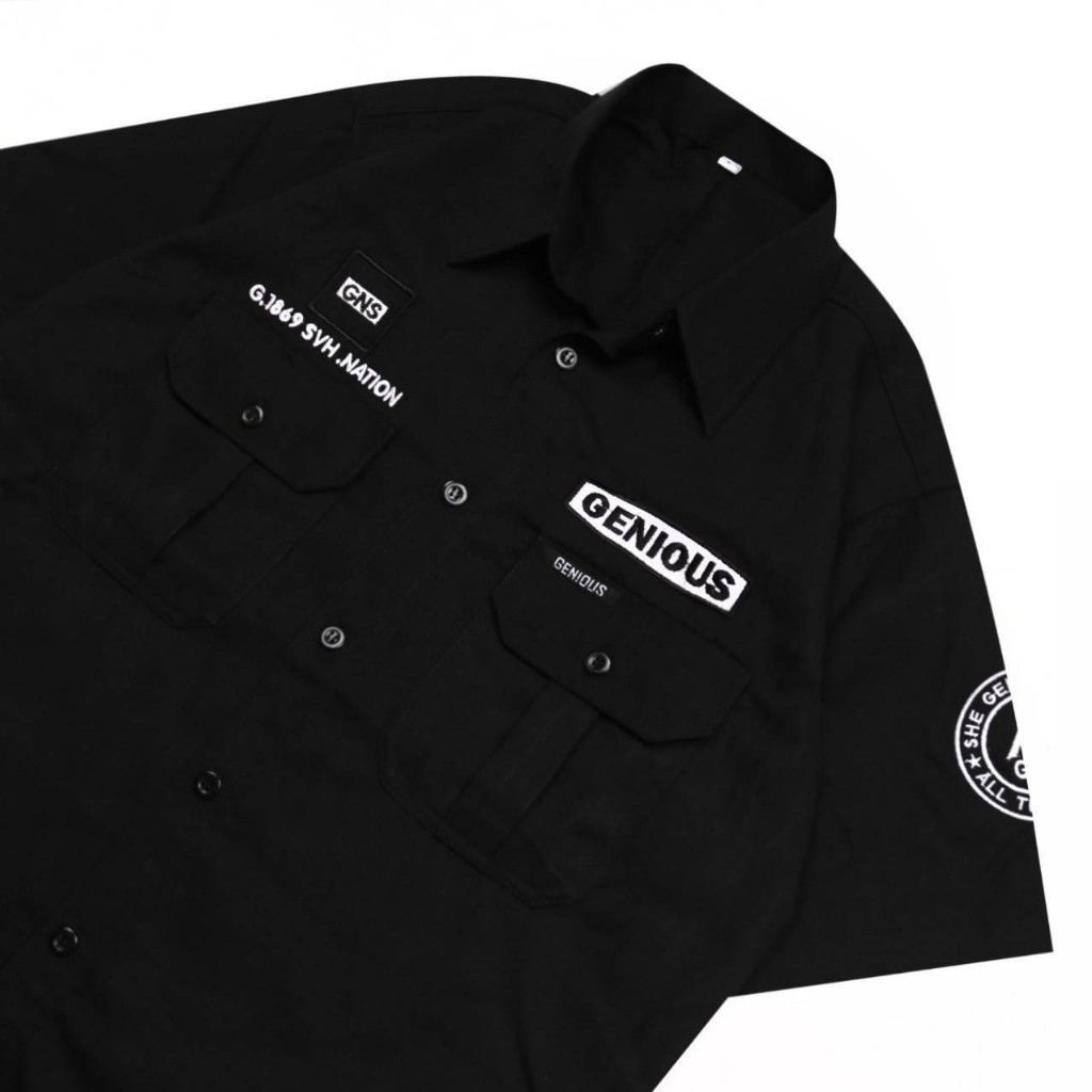Kemeja Pria Workshirt Hitam Lengan Pendek Kemeja Pendek Pria Premium Distro