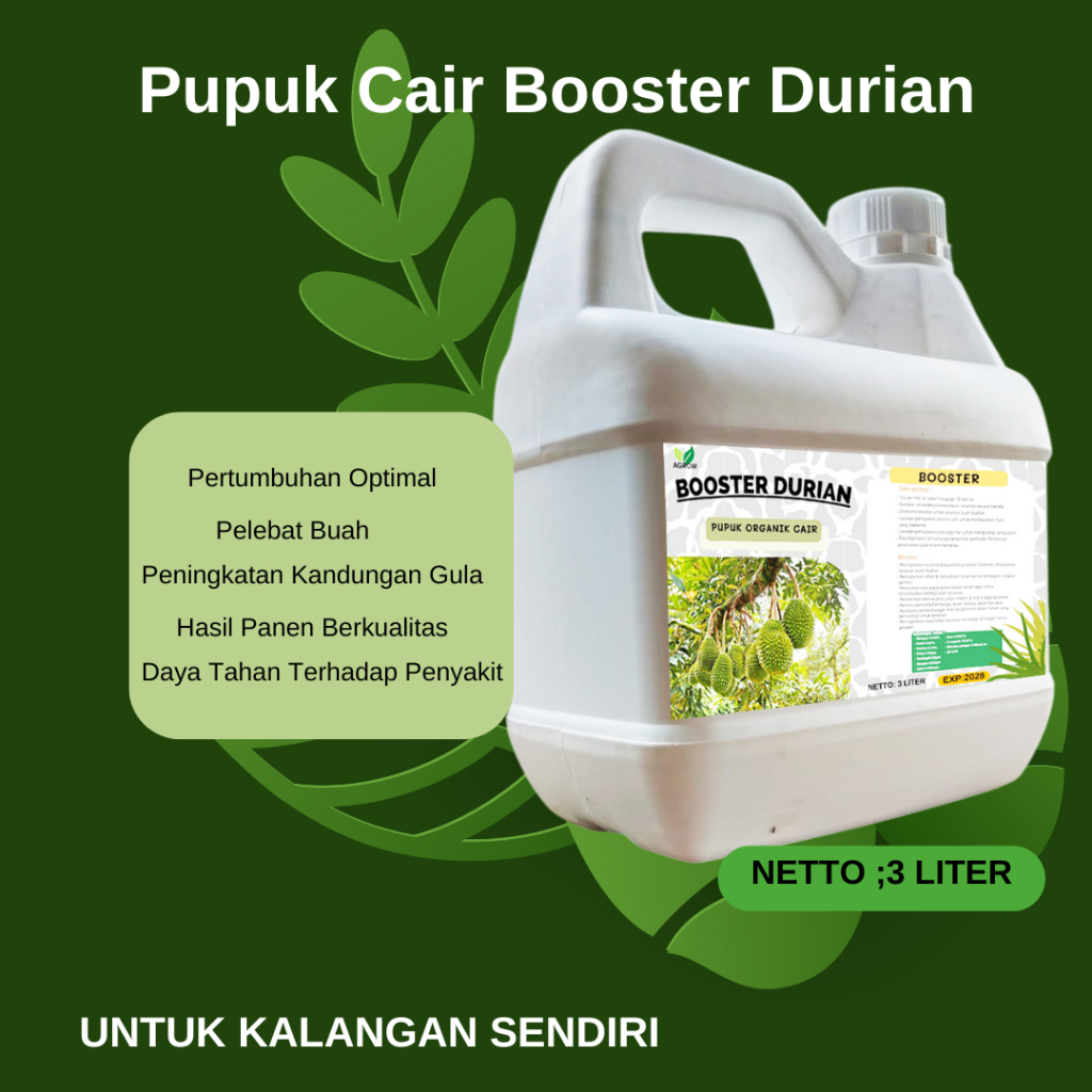 Pupuk Cair Pelebat Buah Durian, Pupuk Cair Booster Durian Booster Pembesar Buah , Grower + ZPT