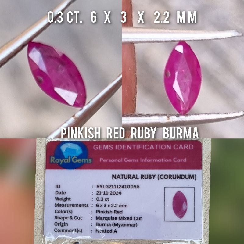 MURAH BOSQU..NATURAL PINKISH RED RUBY BURMA.MYANMAR LOOSE STONE PLUS MEMO