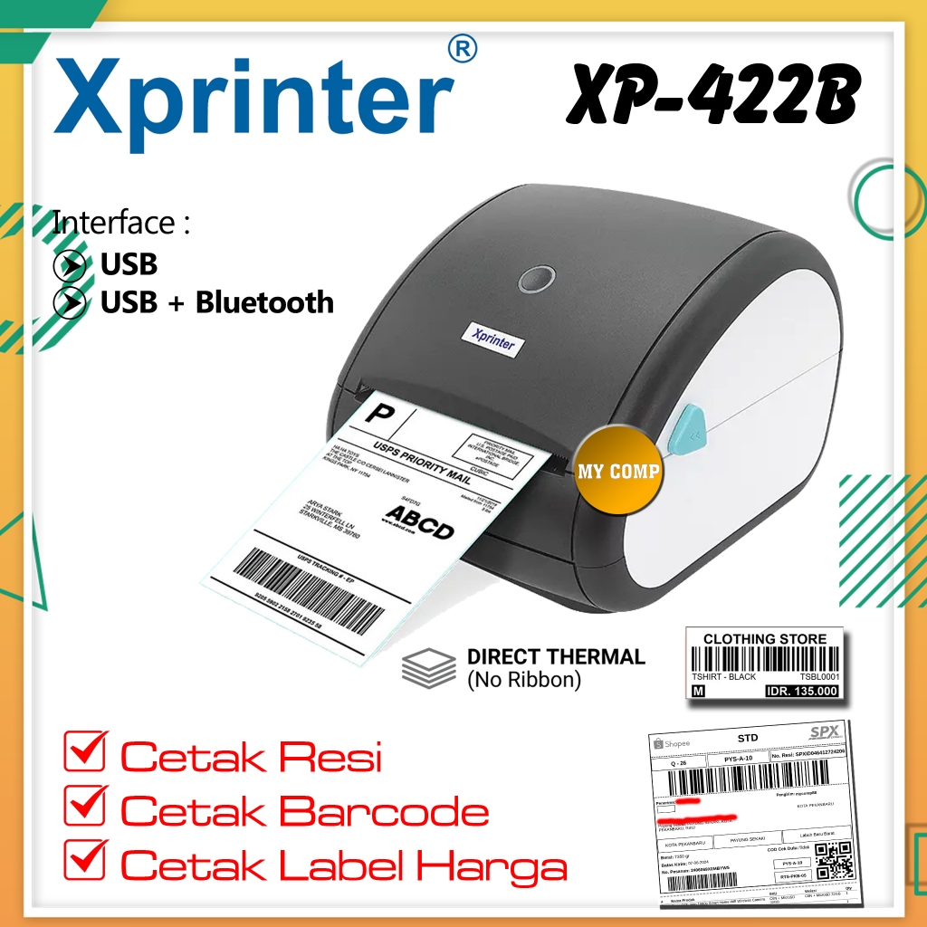 Xprinter XP-422B Printer Thermal Resi Label Barcode USB Bluetooth 422B A6 4 Inch