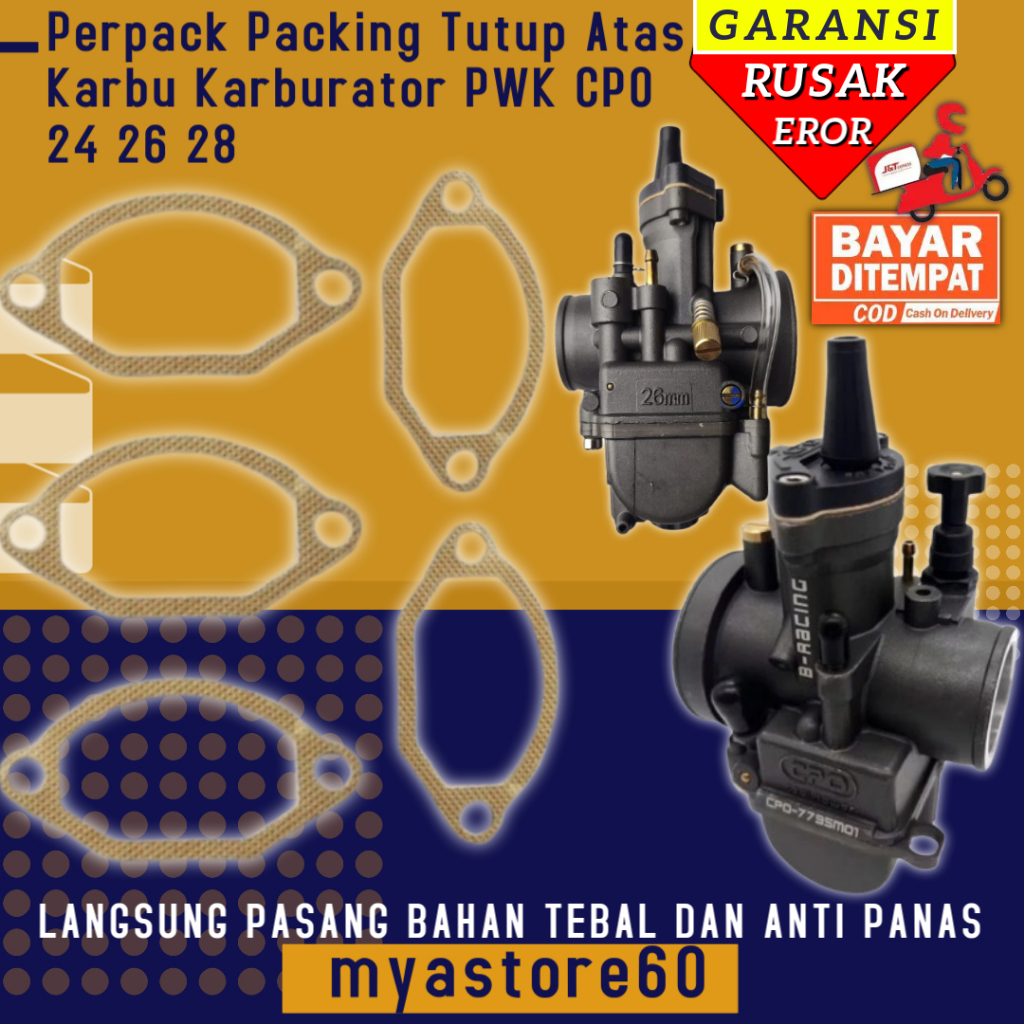 Perpack Sil Packing Paking Lapisan Tutup Penutu Atas Karbu Karburator Pwk CPO 24 26 28 CPO24 CPO26 C