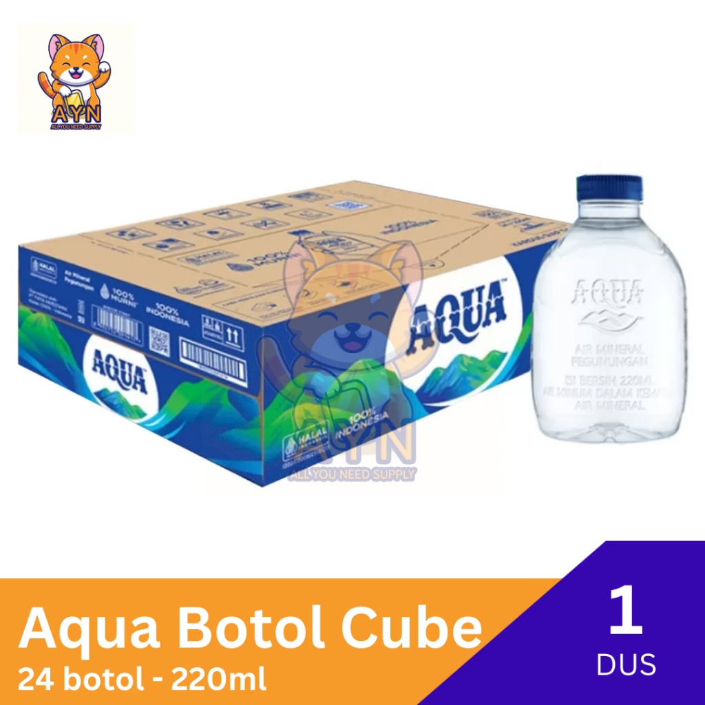 

Aqua Botol Imut Cube 220ml [ 1dus isi 24 botol ]